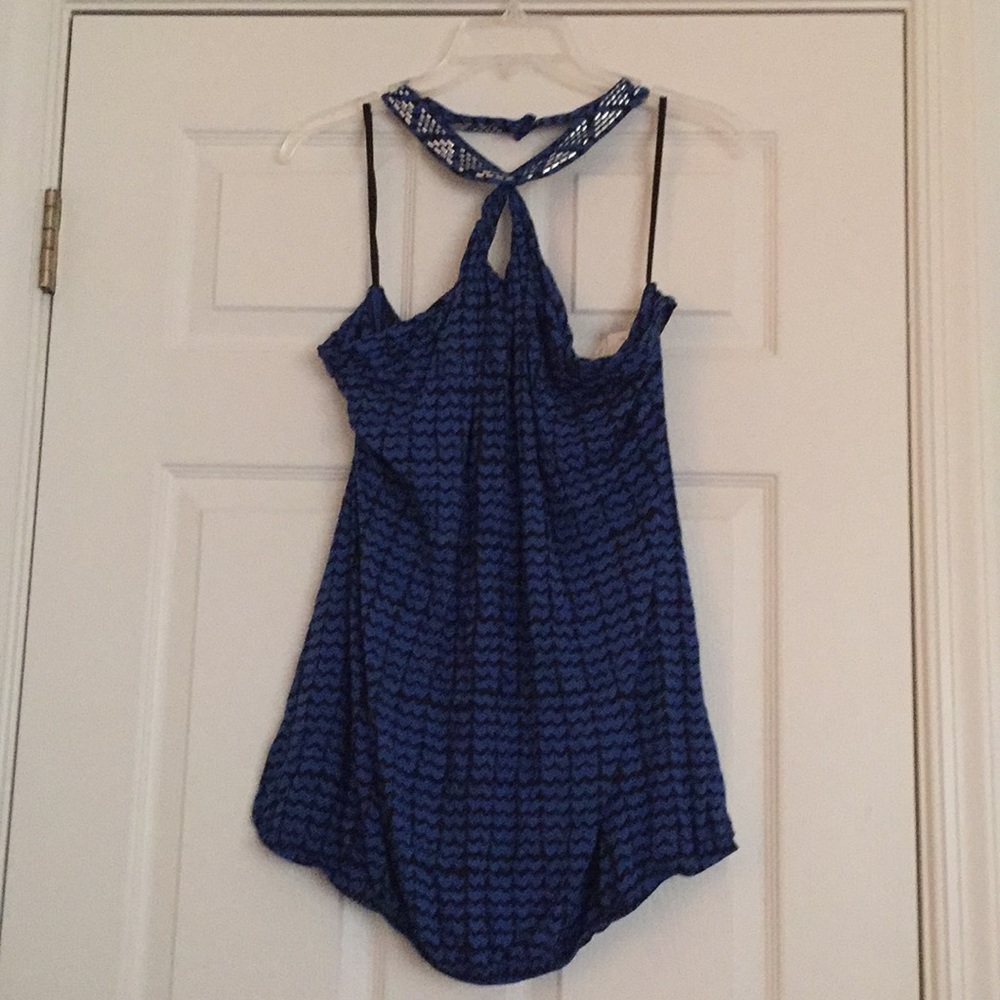 26/28 Beaded halter top Lane Bryant blue black